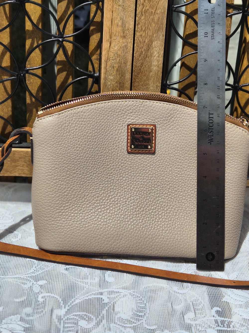 Dooney & Bourke Pebbled Leather Crossbody Bag in Taupe - Picture 6 of 7